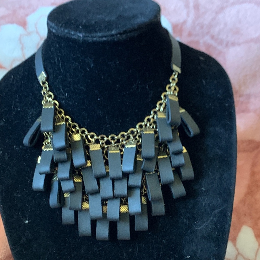 Traci Lynn Black and Gold Statement Necklace